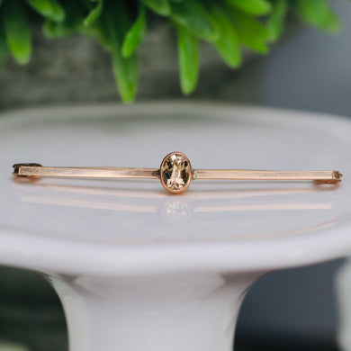 Vintage champagne tourmaline pin in rose gold