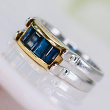 Load image into Gallery viewer, SALE!!  Double sided sapphire and blue topaz ring in 18k