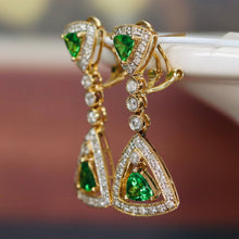 Load image into Gallery viewer, Estate Tsavorite and diamond drops in 14k yellow gold