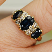 Load image into Gallery viewer, Victorian Sapphire and diamond ring in 18k yellow gold