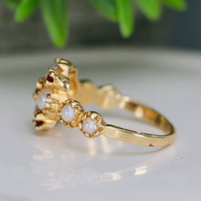 Load image into Gallery viewer, Stunning ruby and pearl ring in 14k yellow gold