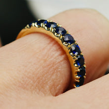 Load image into Gallery viewer, High quality sapphire band in 14k yellow gold
