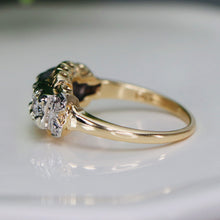 Load image into Gallery viewer, Transitional cut vintage 3 stone diamond band in 14k