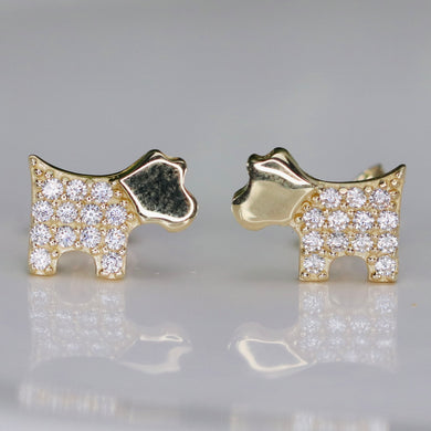 Adorable Scottie Dog earrings in 14k yellow gold