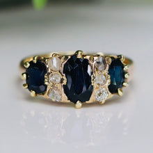 Load image into Gallery viewer, Victorian Sapphire and diamond ring in 18k yellow gold