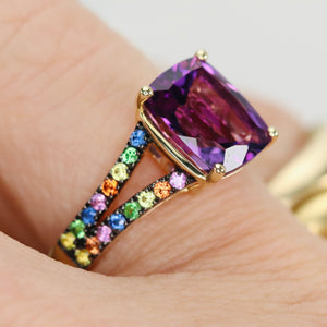 Amethyst and gemstone ring in 14k yellow gold by Effy