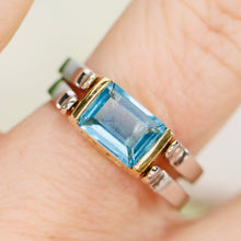 Load image into Gallery viewer, SALE!!  Double sided sapphire and blue topaz ring in 18k