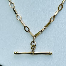 Load image into Gallery viewer, Vintage fancy link chain with T bar in yellow gold