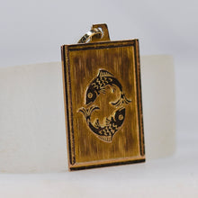 Load image into Gallery viewer, Vintage Pisces horoscope fish pendant in light rose gold