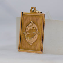 Load image into Gallery viewer, Vintage Pisces horoscope fish pendant in light rose gold