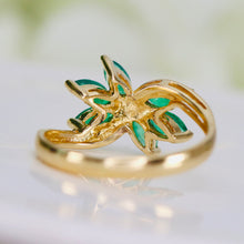 Load image into Gallery viewer, Vintage ring with emeralds in 14k yellow gold from Manor Jewels