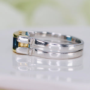 SALE!!  Double sided sapphire and blue topaz ring in 18k