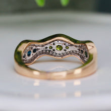 Load image into Gallery viewer, Multi colored diamond band in rose gold