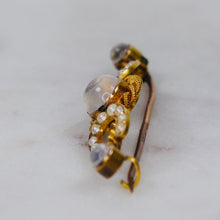 Load image into Gallery viewer, Victorian Moonstone and pearl brooch in 15k yellow gold