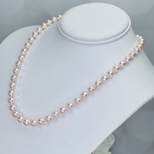 Load image into Gallery viewer, 18” strand of Akoya pearls with rose (pink) overtone
