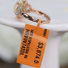 Load image into Gallery viewer, Opal, aquamarine, and diamond ring in 14k rose gold by Effy