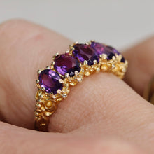 Load image into Gallery viewer, Stunning 5 stone amethyst band in yellow gold