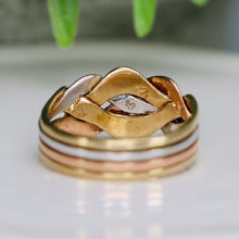 Load image into Gallery viewer, Vintage puzzle ring in tri-tone gold