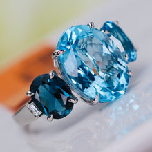 Load image into Gallery viewer, Shades of Blue topaz and diamond ring in 14k white gold by Effy