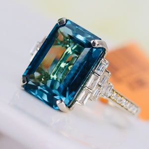 London Blue topaz and diamond ring in 14k yellow and white gold by Effy