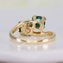 Load image into Gallery viewer, Vintage green spinel doublet bypass ring in yellow gold