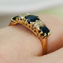 Load image into Gallery viewer, Victorian Sapphire and diamond ring in 18k yellow gold