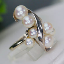 Load image into Gallery viewer, Vintage pearl cluster ring in 14k white gold