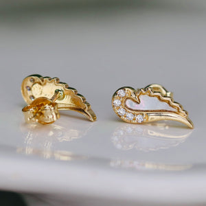 Angel wing earrings in 14k yellow gold
