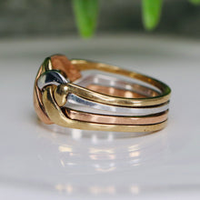 Load image into Gallery viewer, Vintage puzzle ring in tri-tone gold