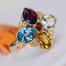 Load image into Gallery viewer, Multi gemstone and diamond ring by Effy in 14k yellow gold
