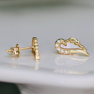 Angel wing earrings in 14k yellow gold