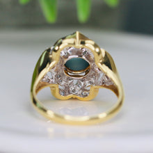 Load image into Gallery viewer, Impressive Cats eye chrysoberyl and diamond ring in 14k yellow gold