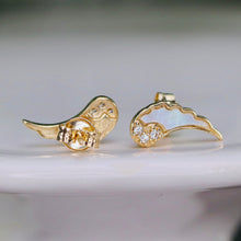 Load image into Gallery viewer, Angel wing earrings in 14k yellow gold