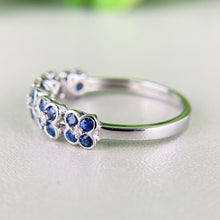 Load image into Gallery viewer, Sapphire and diamond floral bubble band in white gold