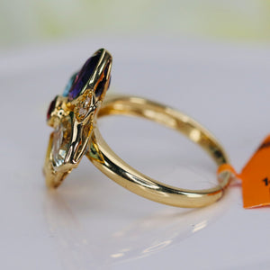 Multi gemstone and diamond ring by Effy in 14k yellow gold