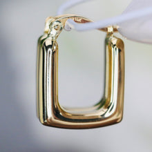 Load image into Gallery viewer, Puffed squared hoops in 14k yellow gold