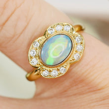 Load image into Gallery viewer, Estate Opal and diamond ring in 18k yellow gold