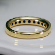 Load image into Gallery viewer, High quality sapphire band in 14k yellow gold