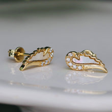 Load image into Gallery viewer, Angel wing earrings in 14k yellow gold