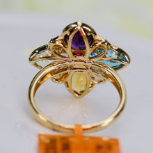 Load image into Gallery viewer, Multi gemstone and diamond ring by Effy in 14k yellow gold