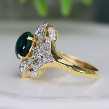 Load image into Gallery viewer, Impressive Cats eye chrysoberyl and diamond ring in 14k yellow gold