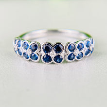Load image into Gallery viewer, Sapphire and diamond floral bubble band in white gold