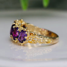 Load image into Gallery viewer, Stunning 5 stone amethyst band in yellow gold