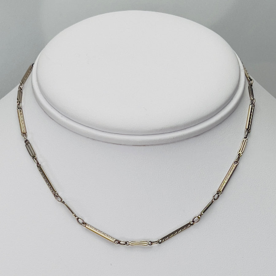 Vintage watch chain necklace in white gold from Manor Jewels