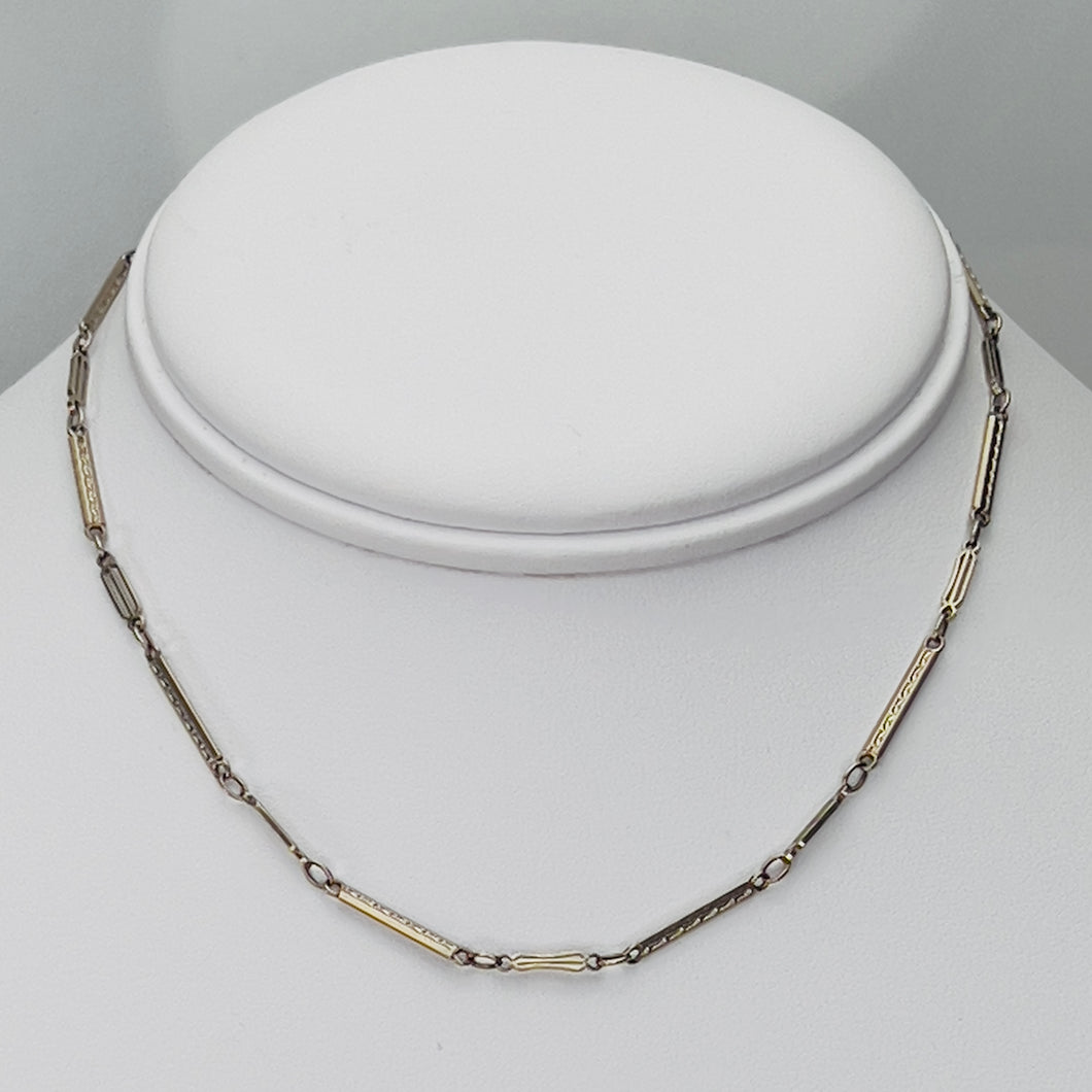 Vintage watch chain in white gold