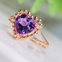 Load image into Gallery viewer, Heart shaped amethyst ring in rose gold