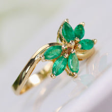 Load image into Gallery viewer, Vintage ring with emeralds in 14k yellow gold from Manor Jewels