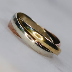 Vintage Rolling tri-tone gold ring