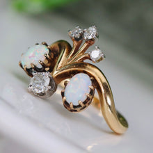 Load image into Gallery viewer, Vintage opal and Diamond ring in 14k yellow gold