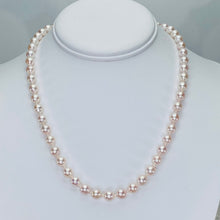 Load image into Gallery viewer, 18” strand of Akoya pearls with rose (pink) overtone